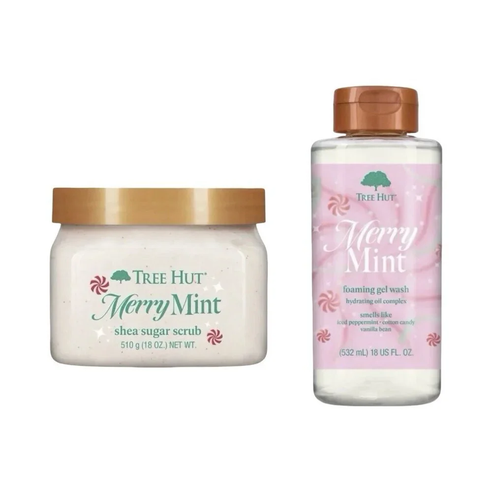 Tree Hut 4pc Merry Mint & Mistletoe Magic & 2 Foaming Gel Wash, Limited Edition
